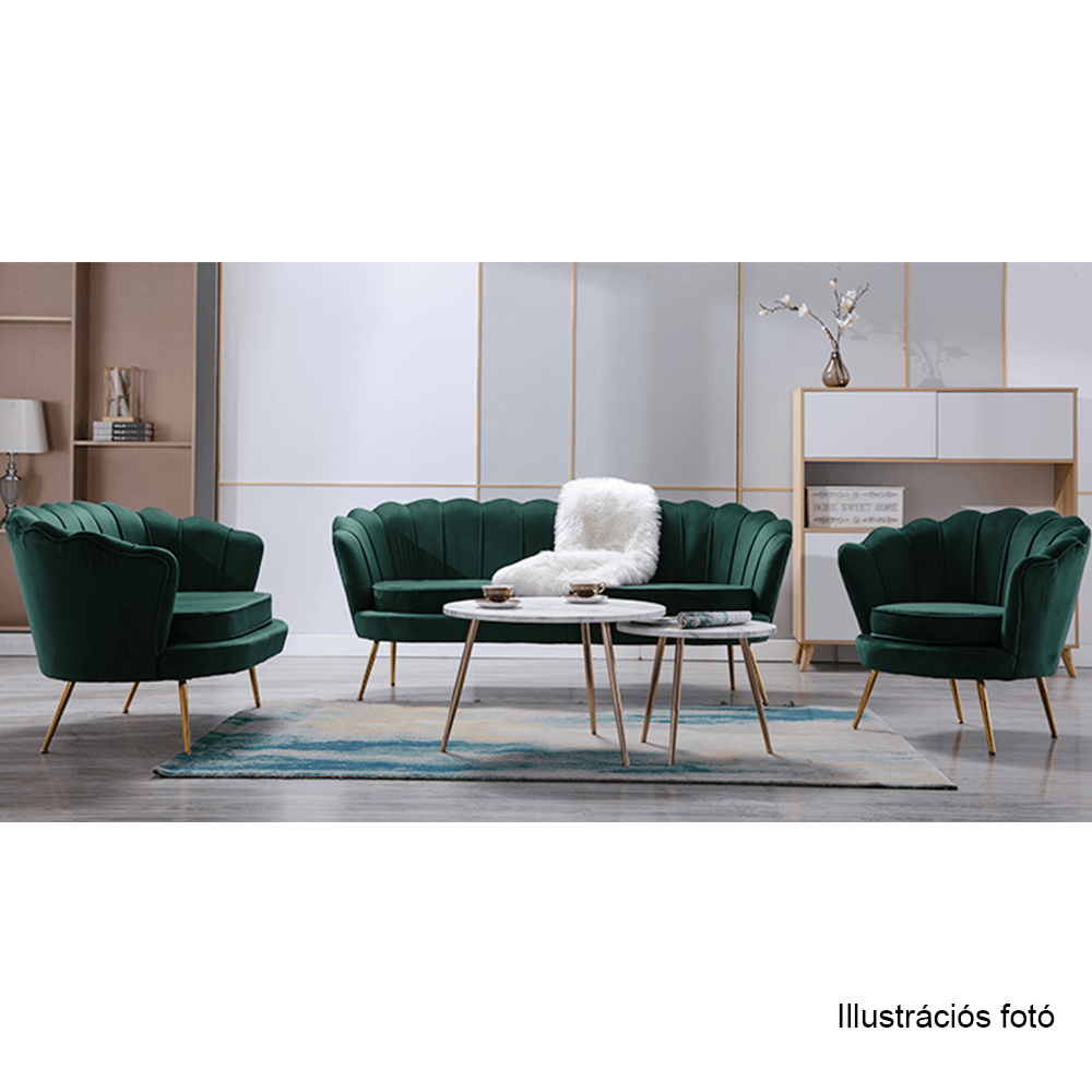 Pad Art-deco stílusban, smaragd Velvet anyag/gold króm-arany, NOBLIN - Image 2