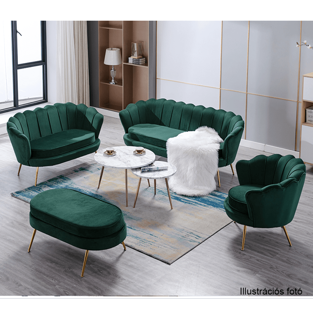 Pad Art-deco stílusban, smaragd Velvet anyag/gold króm-arany, NOBLIN - Image 4