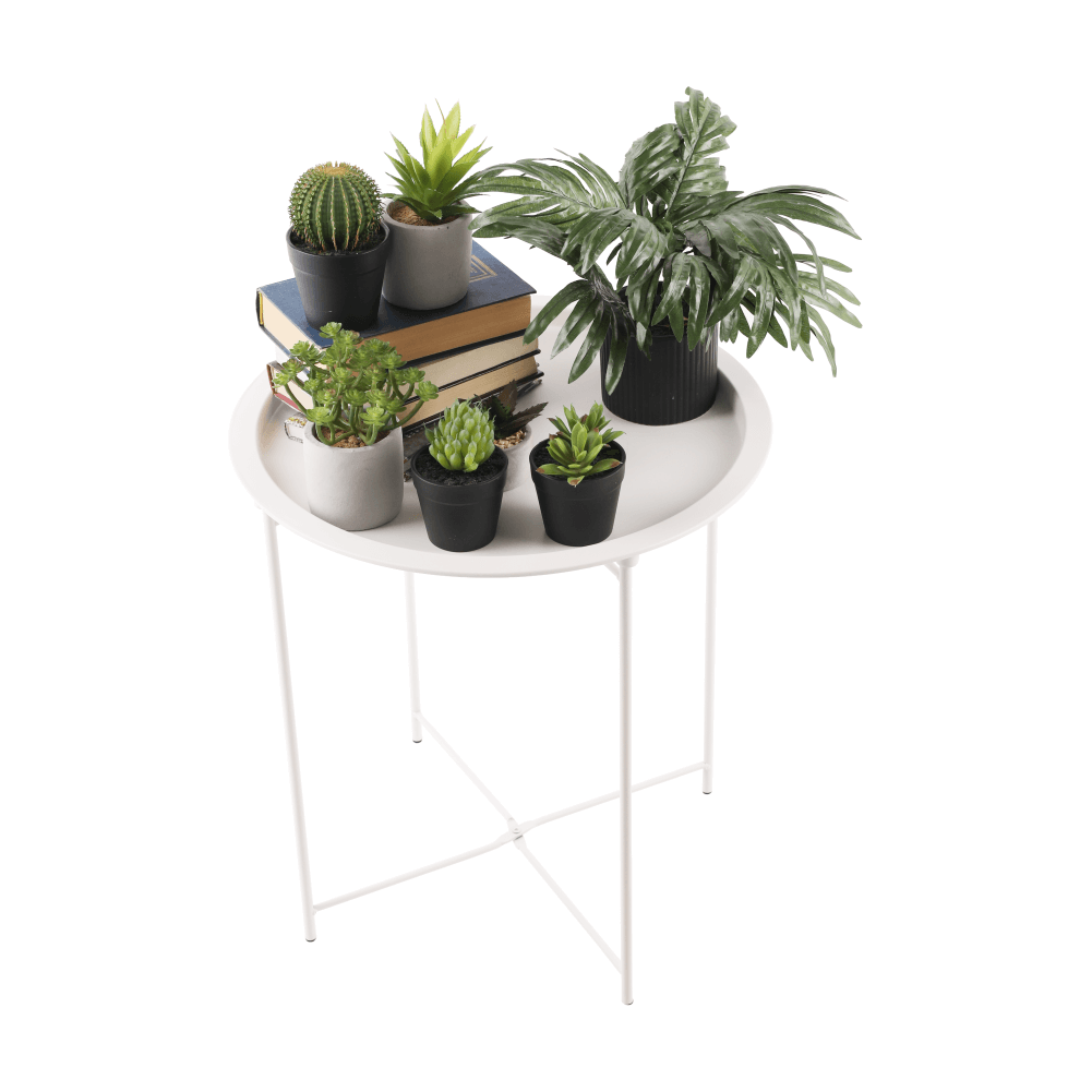 Kisasztal levehető tálcával, fehér, Render - Image 7