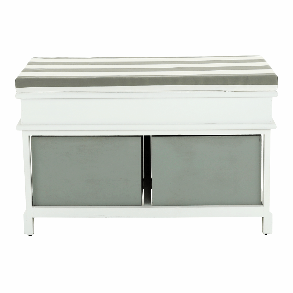 Lóca párnával, 2 fiók, fehér/szürke, Seat Bench 2 New, 35 × 70 × 45 cm - Image 3