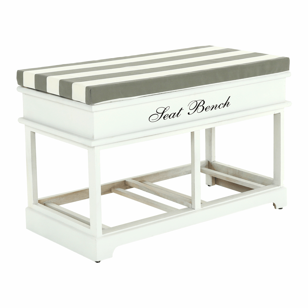 Lóca párnával, 2 fiók, fehér/szürke, Seat Bench 2 New, 35 × 70 × 45 cm - Image 6