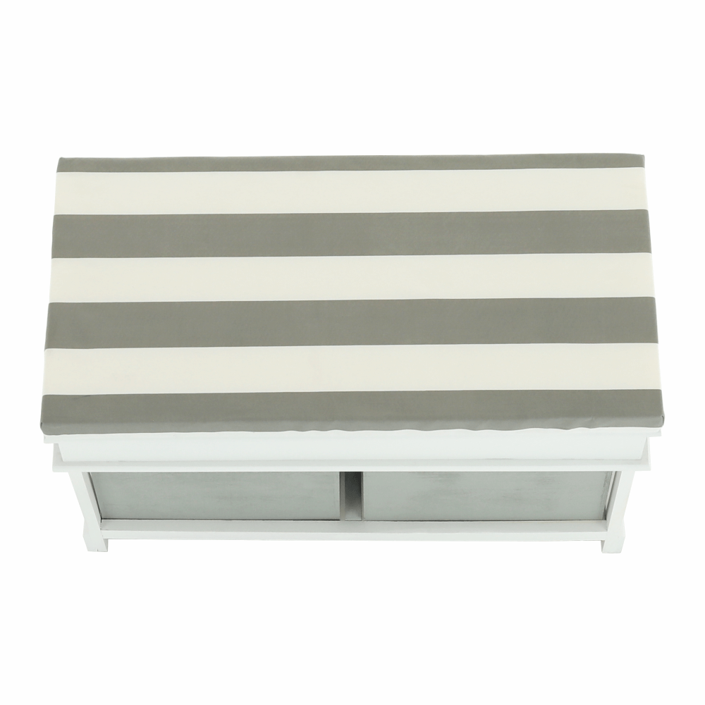 Lóca párnával, 2 fiók, fehér/szürke, Seat Bench 2 New, 35 × 70 × 45 cm - Image 9
