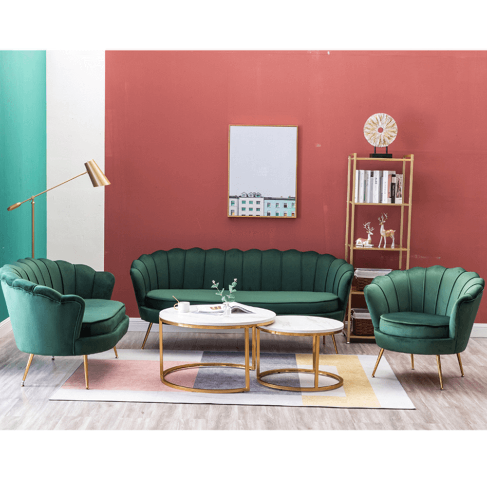 Pad Art-deco stílusban, smaragd Velvet anyag/gold króm-arany, NOBLIN - Image 9