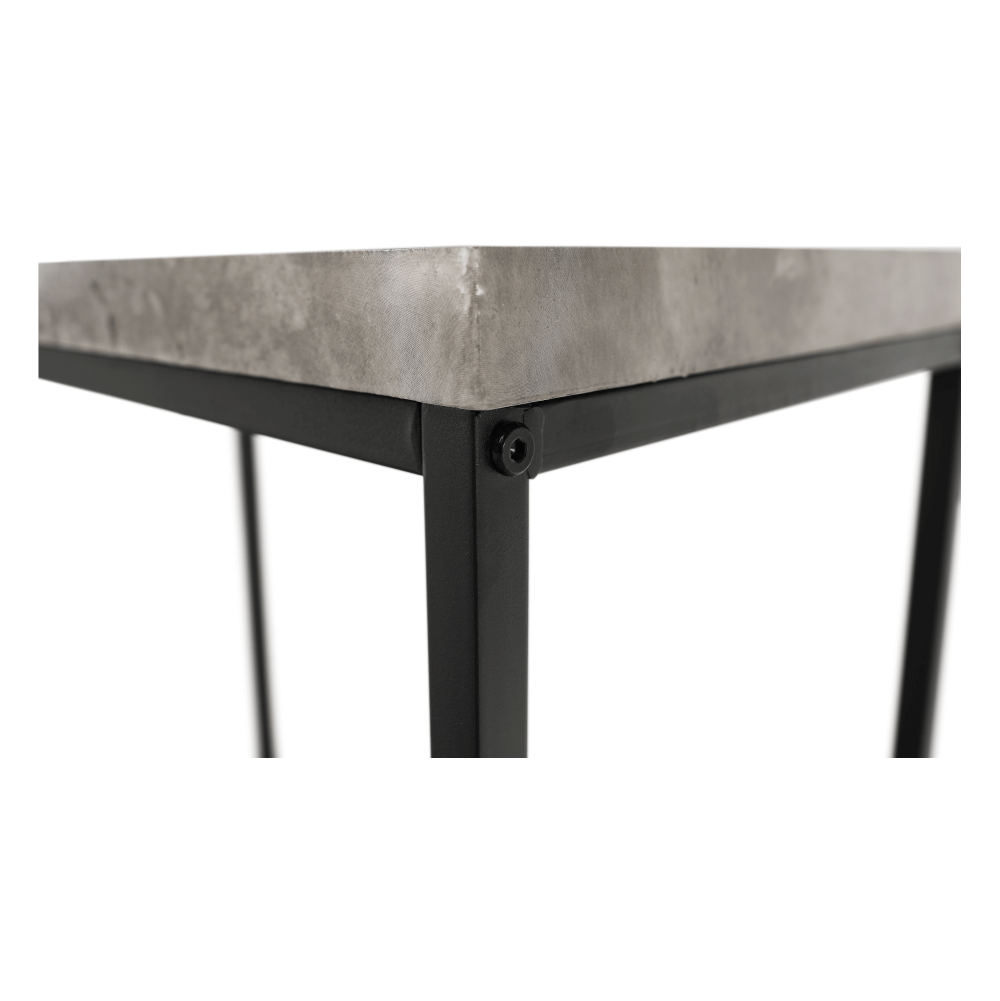 Kisasztal, fekete/beton, Tender, 30 × 60 × 50 cm