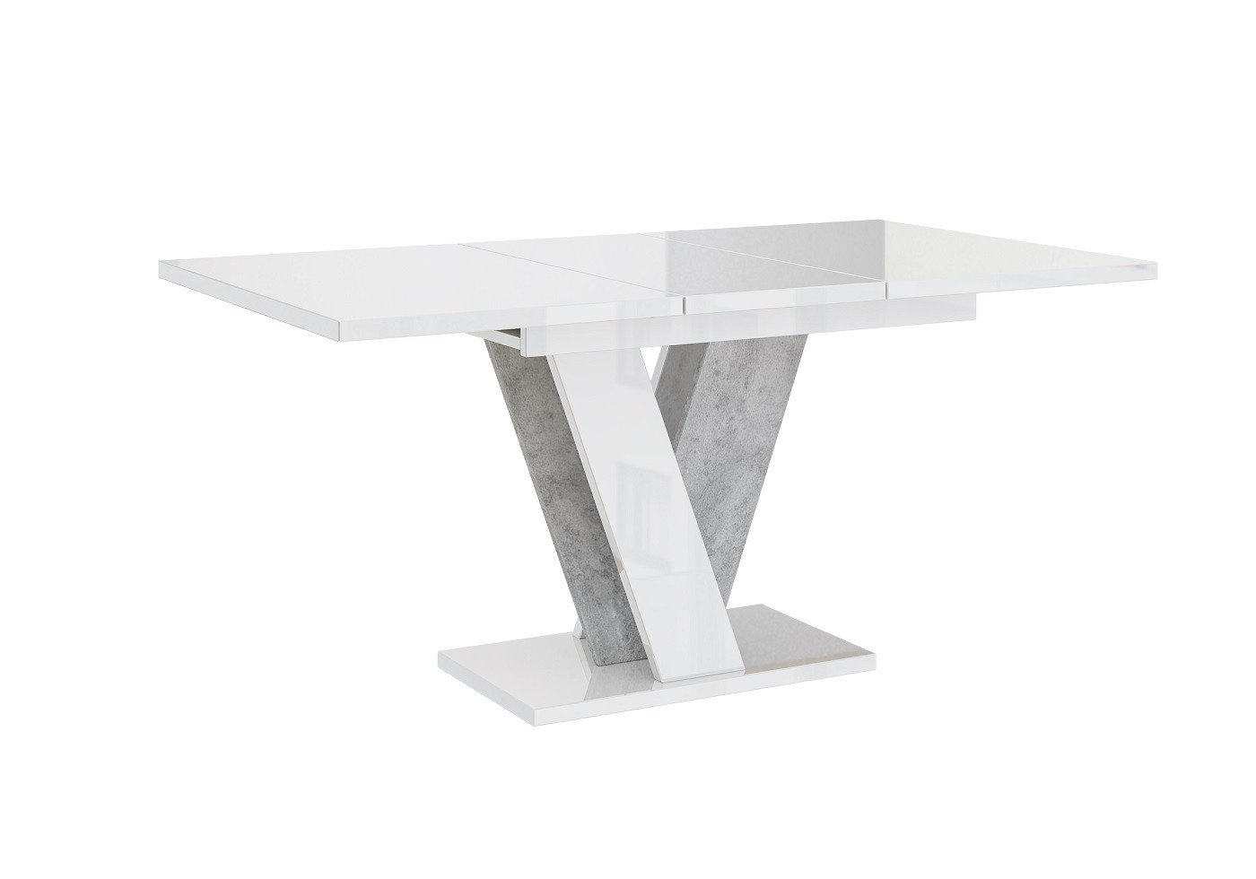 Viney nagyobbítható étkezőasztal magasfényű fehér / beton kivitelben - Image 5