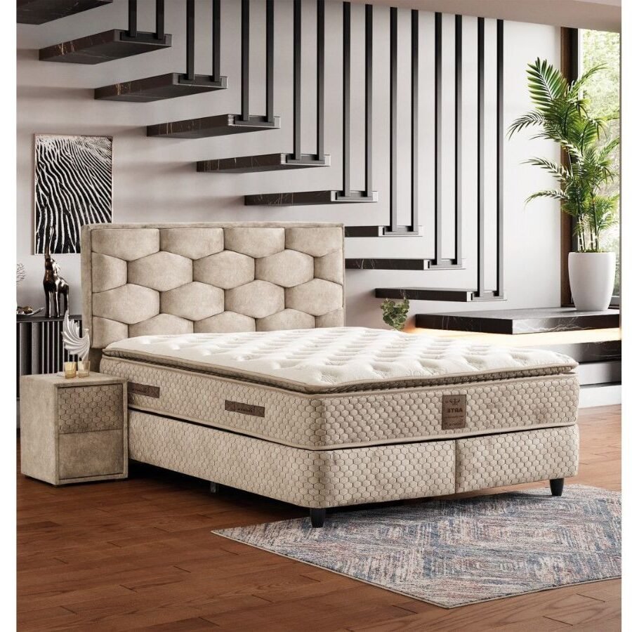 Arte Boxspring ágy 160 cm – Dallas 03 szövettel, ágyneműtartóval