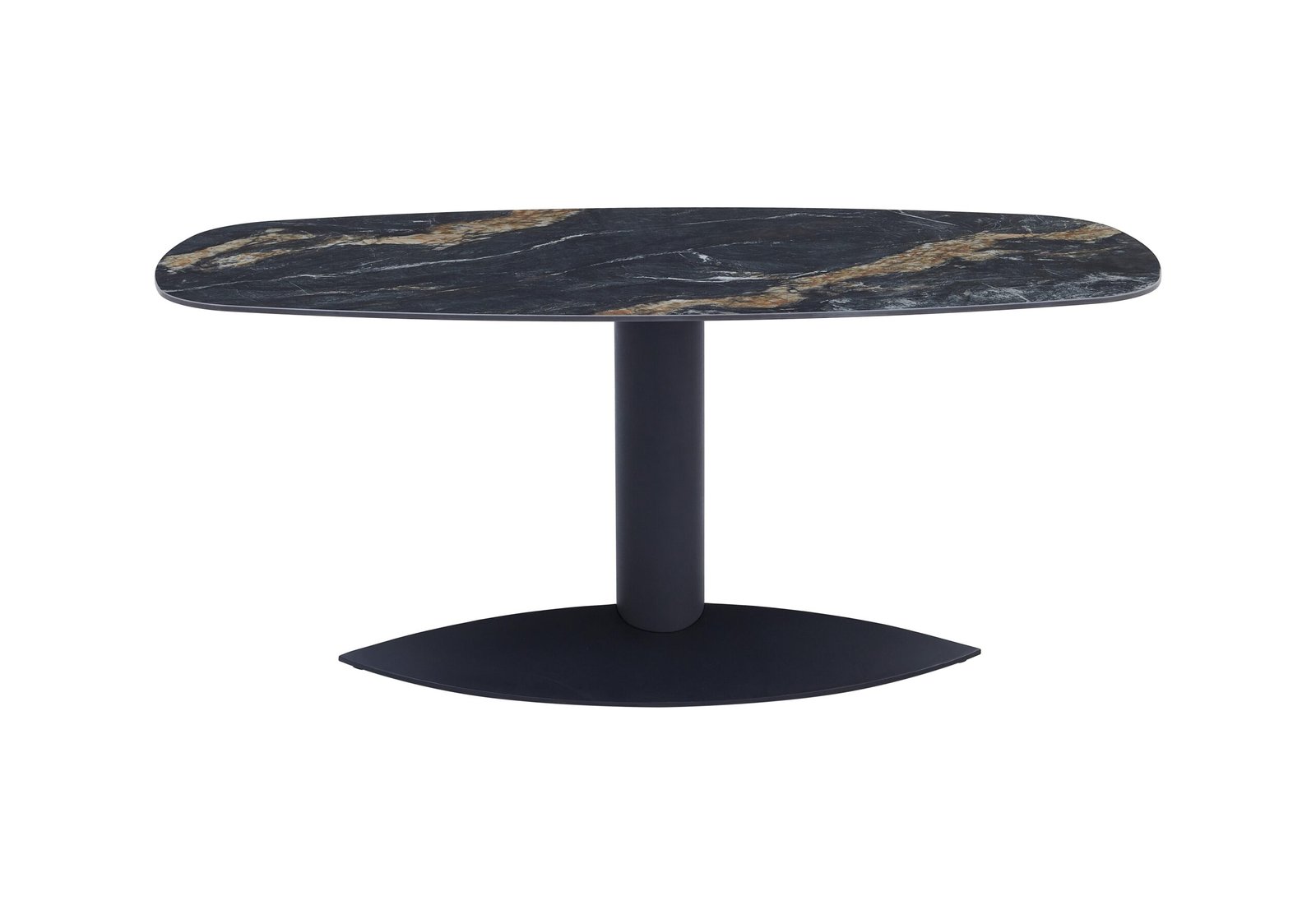 Siena fix étkezőasztal szinterezett kő asztallappal, fekete fém lábbal – 180 × 90 cm - Image 2