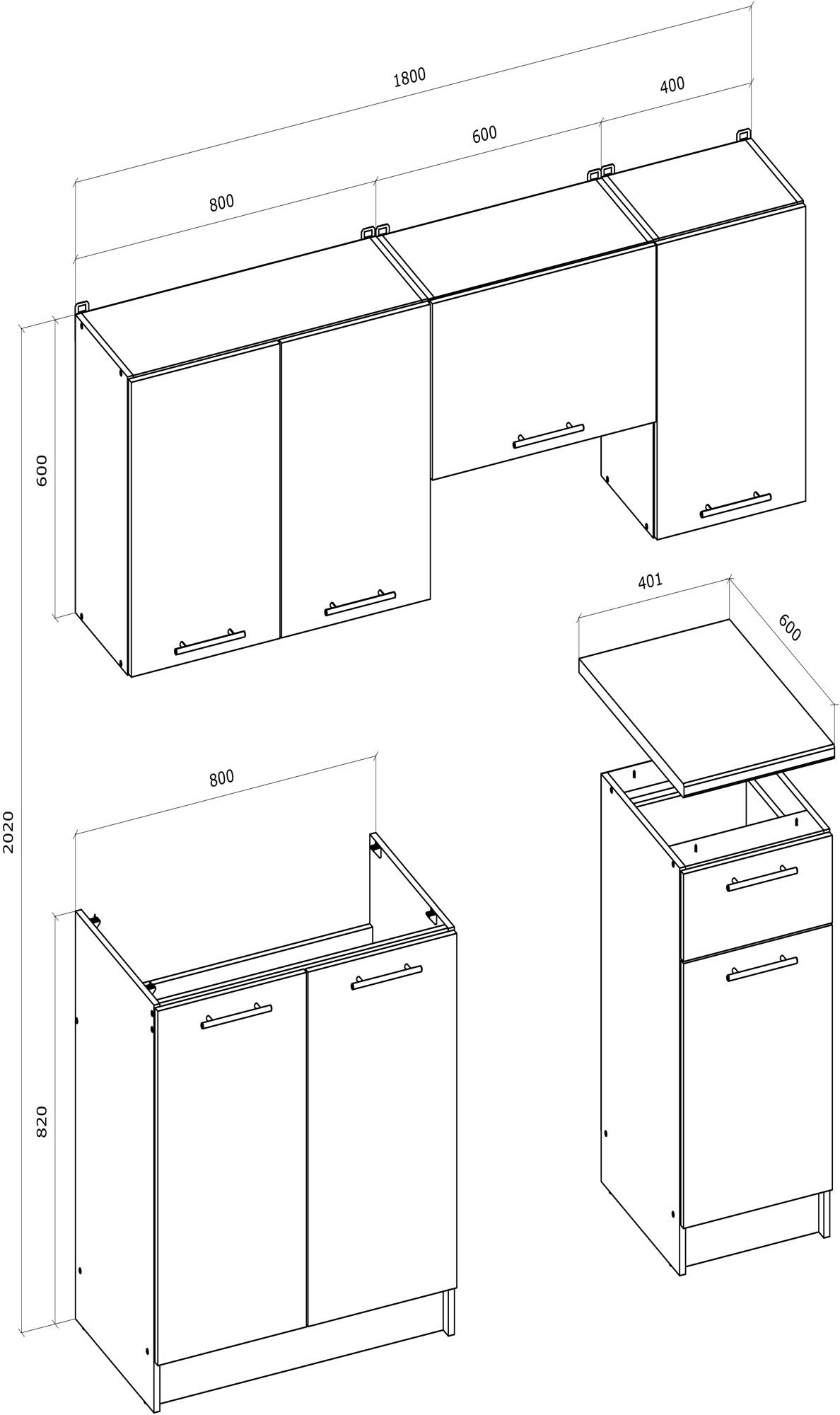 Corona 180 cm-es blokk konyha – fehér - Image 2